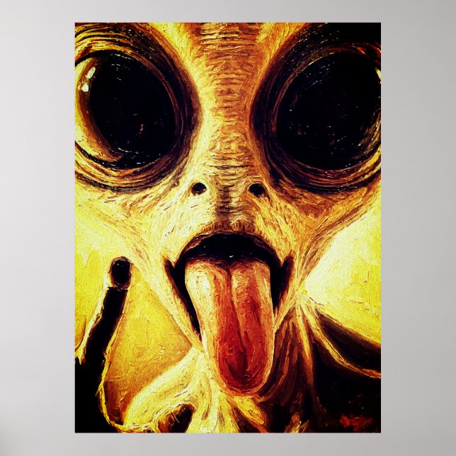 Poster Retrato de Alien Jovial em Tinta a Óleo (Frente)