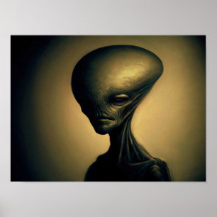 Poster Retrato de Alienígena desenhado à mão