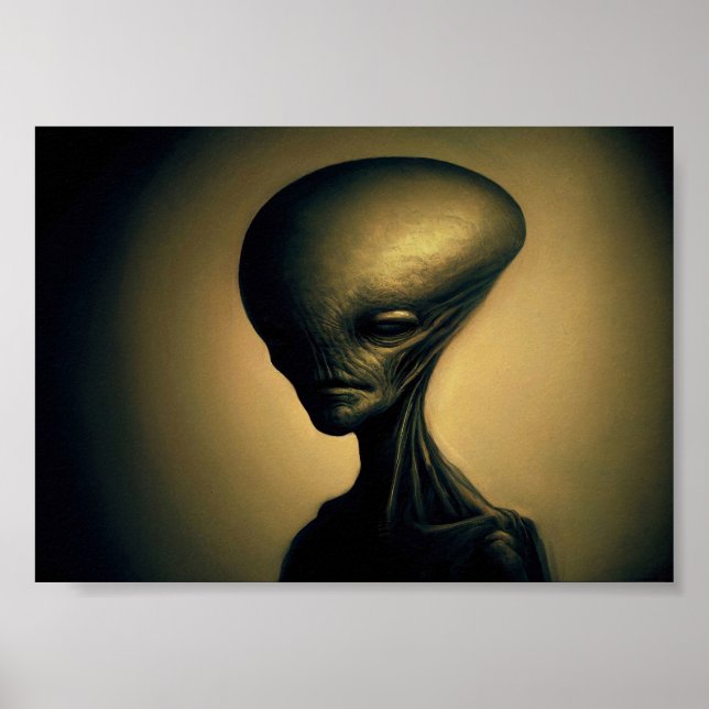Poster Retrato de Alienígena desenhado à mão (Frente)