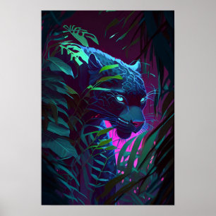 Poster Retrato de Animais-Leopardo Pintando Vida Selvagem