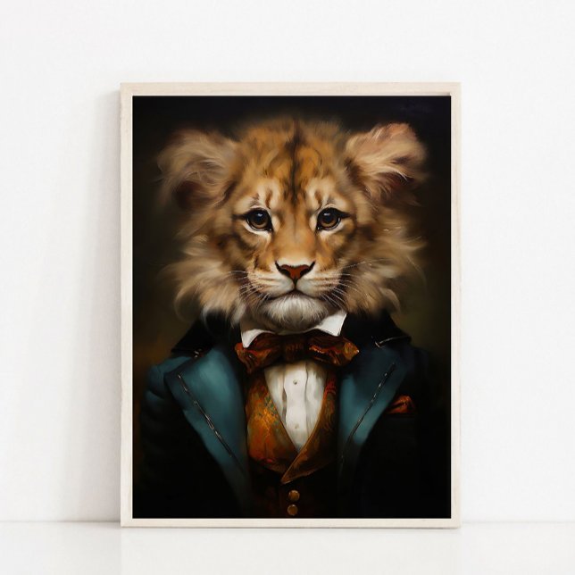 Poster Retrato de Animais Vitorianos, Bebê Leão Real Vint (Criador carregado)