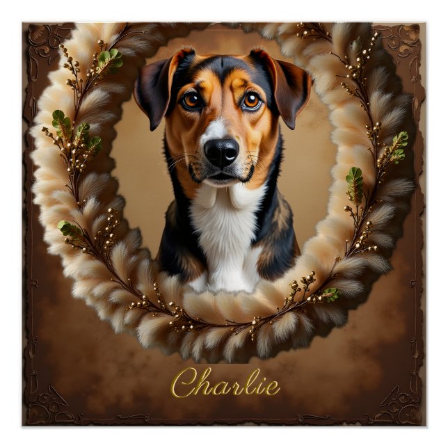 Póster Retrato de Animal de Estimação Personalizado – Bas (Frente)