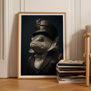 Poster Retrato de Animal Vitoriano de Peixe Arte Vintage