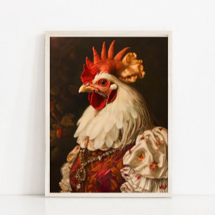 Poster Retrato de Animal Vitoriano, Galinha Real Vintage 