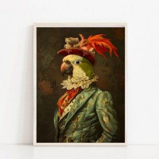 Poster Retrato de Animal Vitoriano, Papagaio Real Vintage
