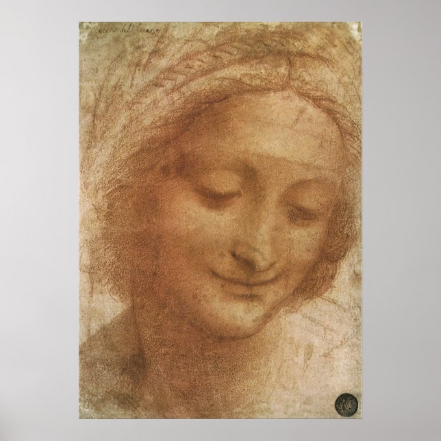 Póster Retrato de Anne Santo por Leonardo da Vinci (Frente)