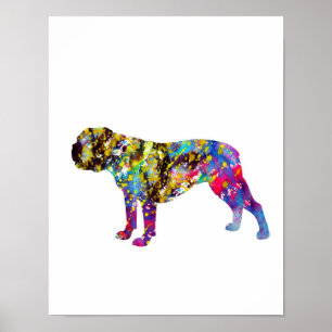 Poster Retrato de Aquarela de Bulldog Art