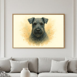 Poster Retrato de Aquarela de Kerry Blue Terrier