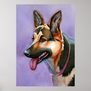 Póster Retrato de Aquarela do german shepherd