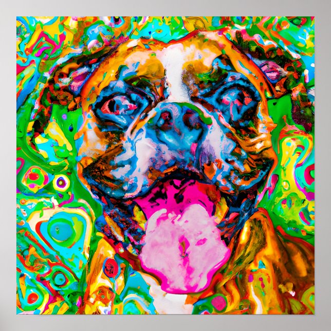 Poster Retrato de Arte Cachorro 2 Louco e Feliz (Frente)