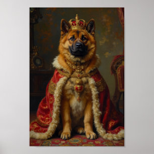 Poster Retrato de Arte da Akita Americana Real