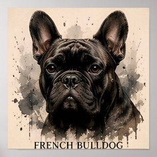 Poster Retrato de Arte de Cachorro Companheiro Bonito Bul