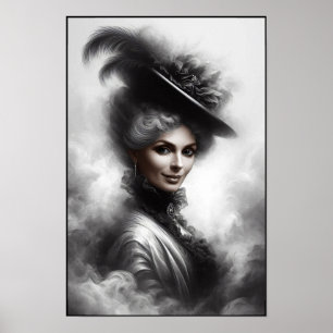 Poster Retrato de Arte de Mulher Vitoriana Misteriosa
