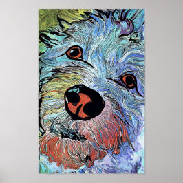 Poster Retrato de Arte de Westie Colorido Psicodélico