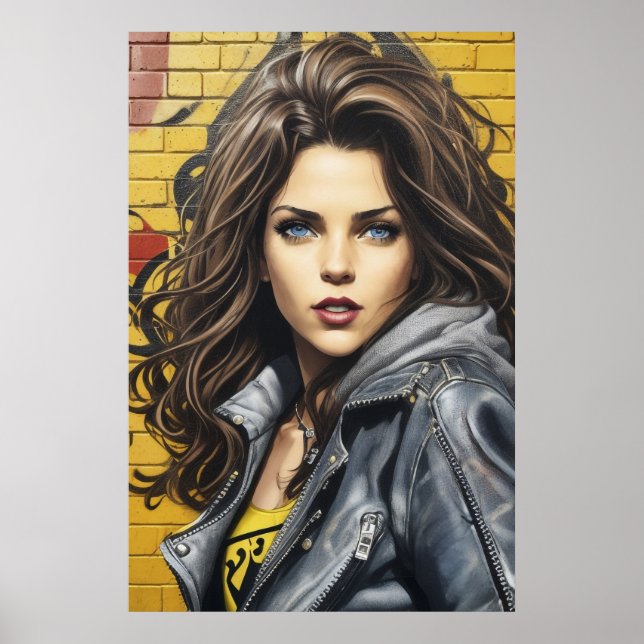 Poster Retrato de Arte de Woman Street AI Generativo (Frente)