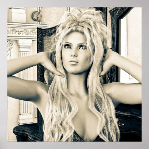 Poster Retrato de Arte Glamour Vitoriano Antigo