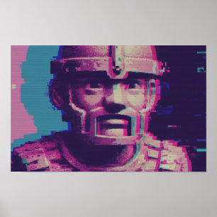 Poster Retrato de Arte Vaporwave Glitch