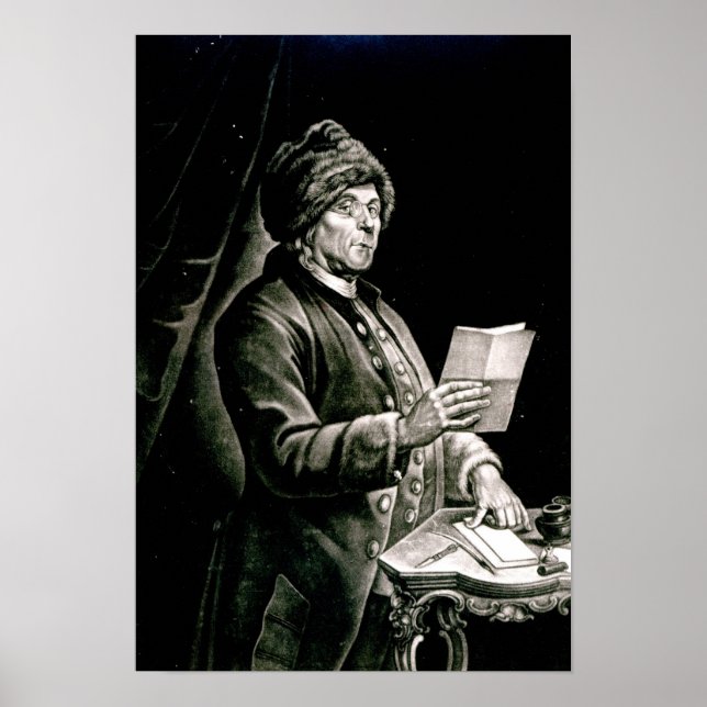 Póster Retrato de Benjamin Franklin, 1777 (Frente)