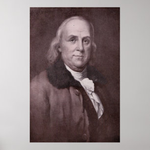 Poster Retrato de Benjamin Franklin do vintage