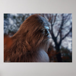 POSTER RETRATO DE BIGFOOT SASQUATCH EM PERFIL NO DUSK IV