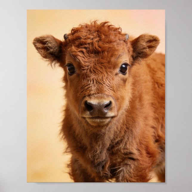 Poster Retrato de Bisonte Bebê – Arte para Berçário da Pr (Frente)