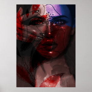 Poster Retrato de Boêmian Ombre Violet e Burgundy