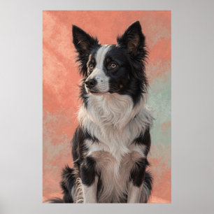 Poster Retrato de Border Collie com um Olhar Atento