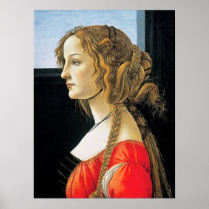Póster Retrato de Botticelli de uma jovem mulher