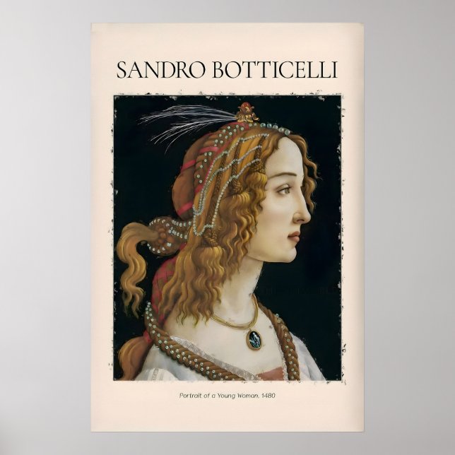 Poster Retrato de Botticelli de uma Jovem Simonetta (Frente)