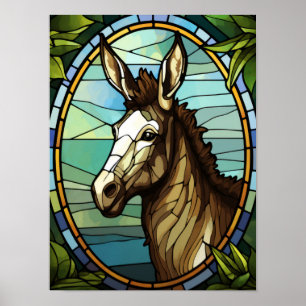 Poster Retrato de Burro em Vidro Pintado
