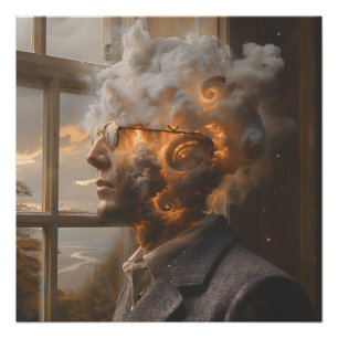 Póster Retrato de Cabeça Dissolvendo a Mente Cósmica