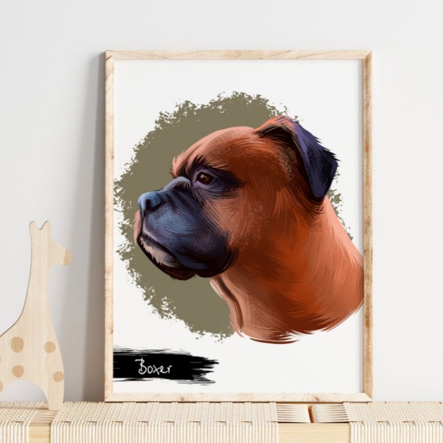 Poster Retrato de Cachorro Boxer | Pet Portrait Wall Impr (Criador carregado)