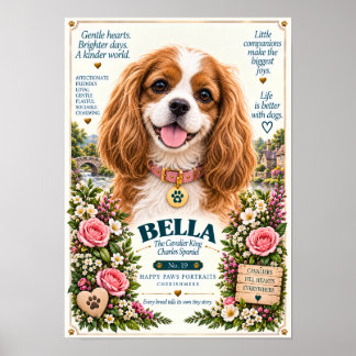 Poster Retrato de Cachorro Cavalier King Charles Spaniel