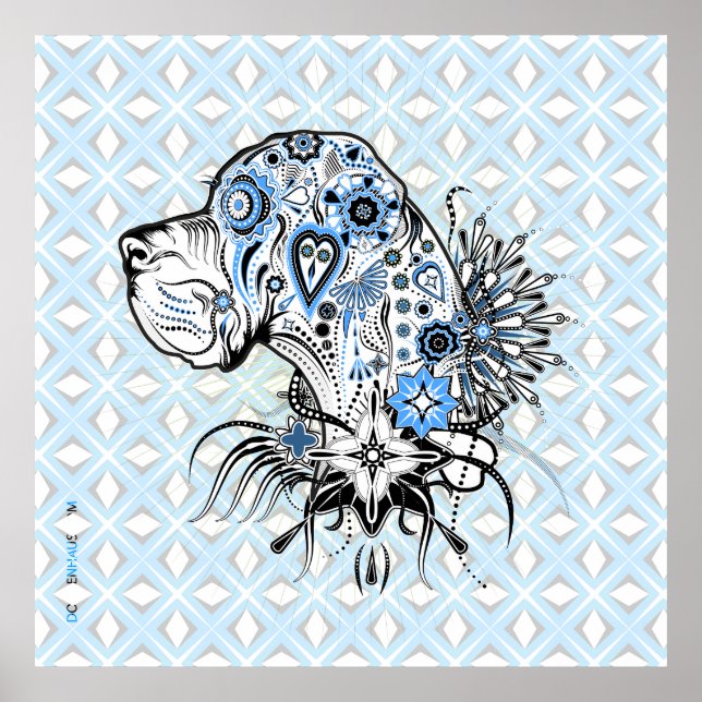 Poster Retrato de cachorro com tatuagem (Frente)