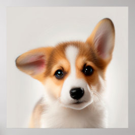 Poster Retrato de cachorro de Corgi Galês Pembroke fofo