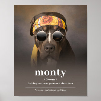 Poster Retrato de Cachorro Hippie Engraçado - Adicione o 