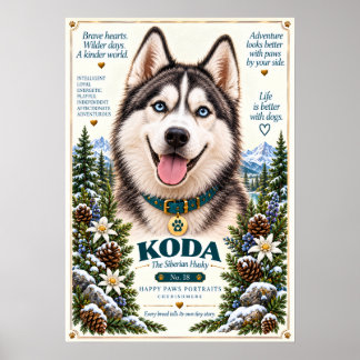Poster Retrato de Cachorro Husky Siberiano | Koda No. 18