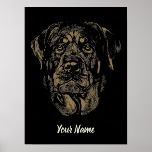 Poster Retrato de Cachorro Rottweiler