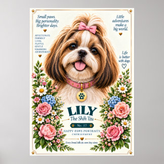 Poster Retrato de Cachorro Shih Tzu | Lily Nº 17