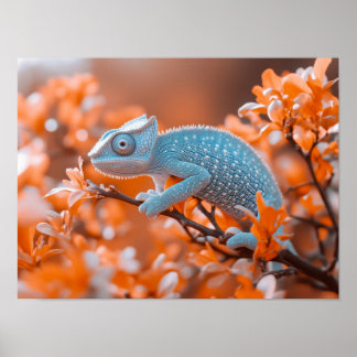 Poster Retrato de Camaleão Animal Selvagem no Ambiente Na