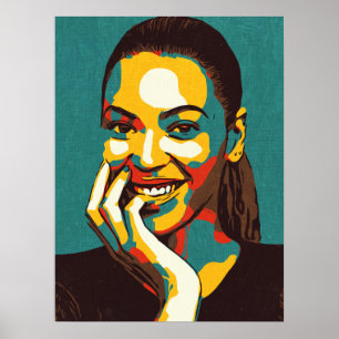 Poster Retrato de Cantor Famoso Arte Moderna de Parede