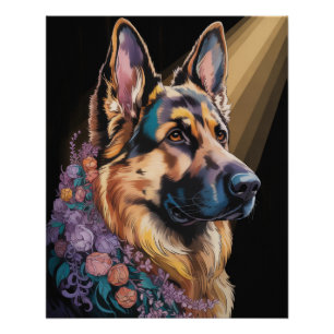 Póster Retrato de Cão-Abstrato vibrante