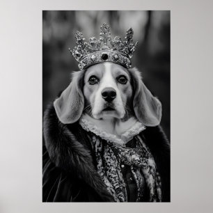 Poster Retrato de Cão Beagle Aristocrático Impressão, Vin