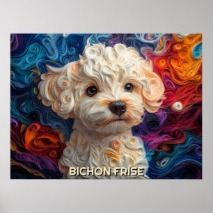 Poster Retrato de Cão de Arte de Encerramento de Papel Bi