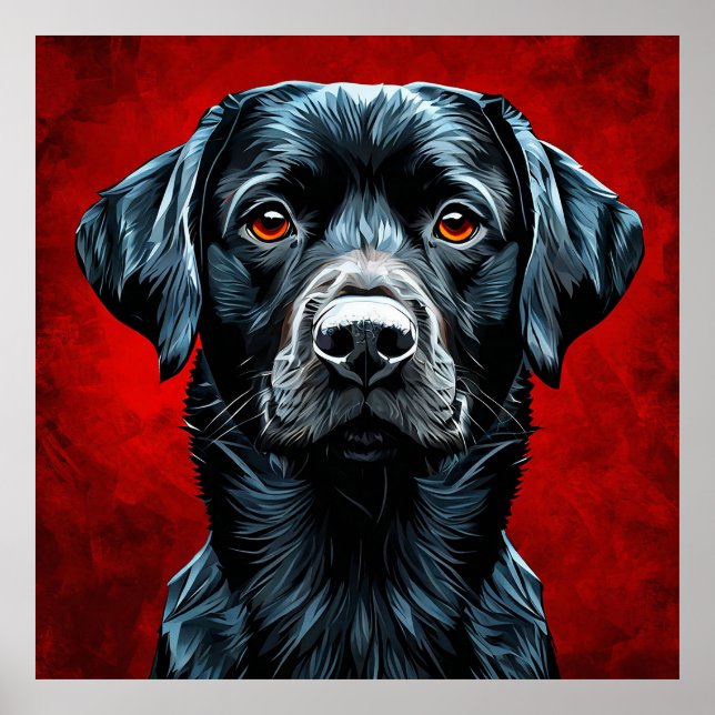 Poster 🐶 Retrato de Cão Labrador Preto Para Amantes de A (Frente)