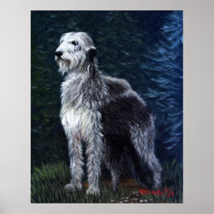 Póster Retrato de Cão Wolfhound Irlandês