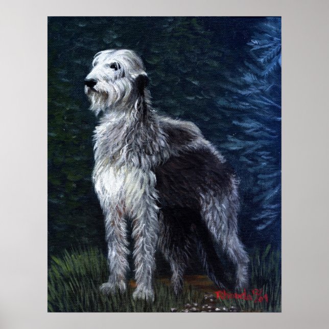 Póster Retrato de Cão Wolfhound Irlandês (Frente)