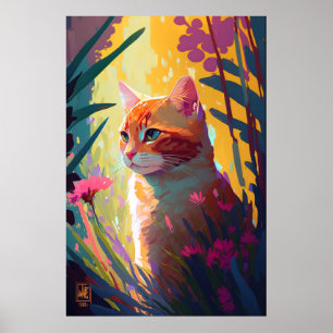 Poster Retrato de Cat Animal Pintura de Natureza Selvagem