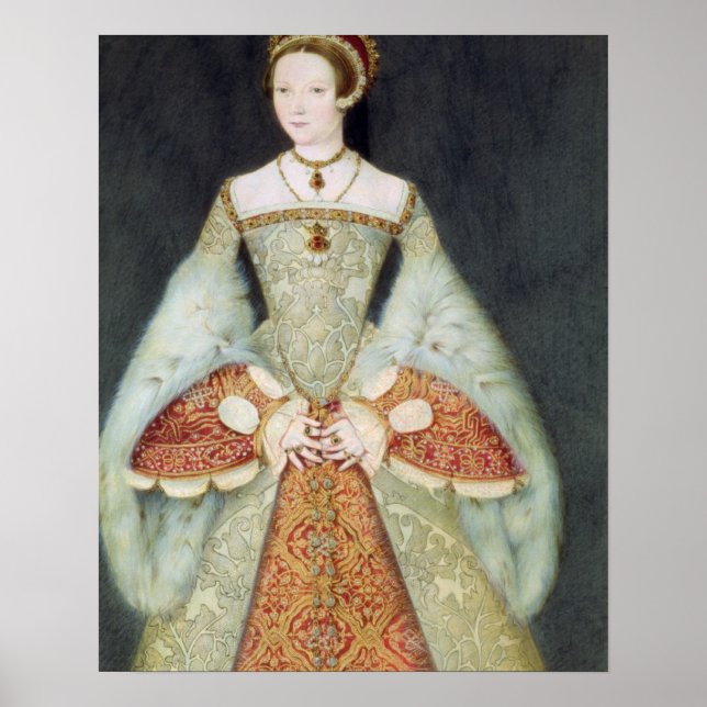 Póster Retrato de Catherine Parr (1512-48), 1545 (cor) (Frente)