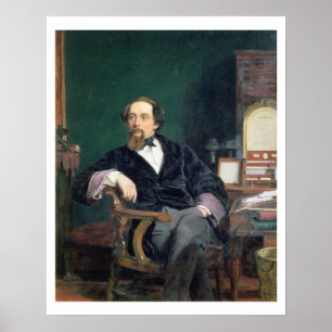 Póster Retrato de Charles Dickens (óleo em canvas)